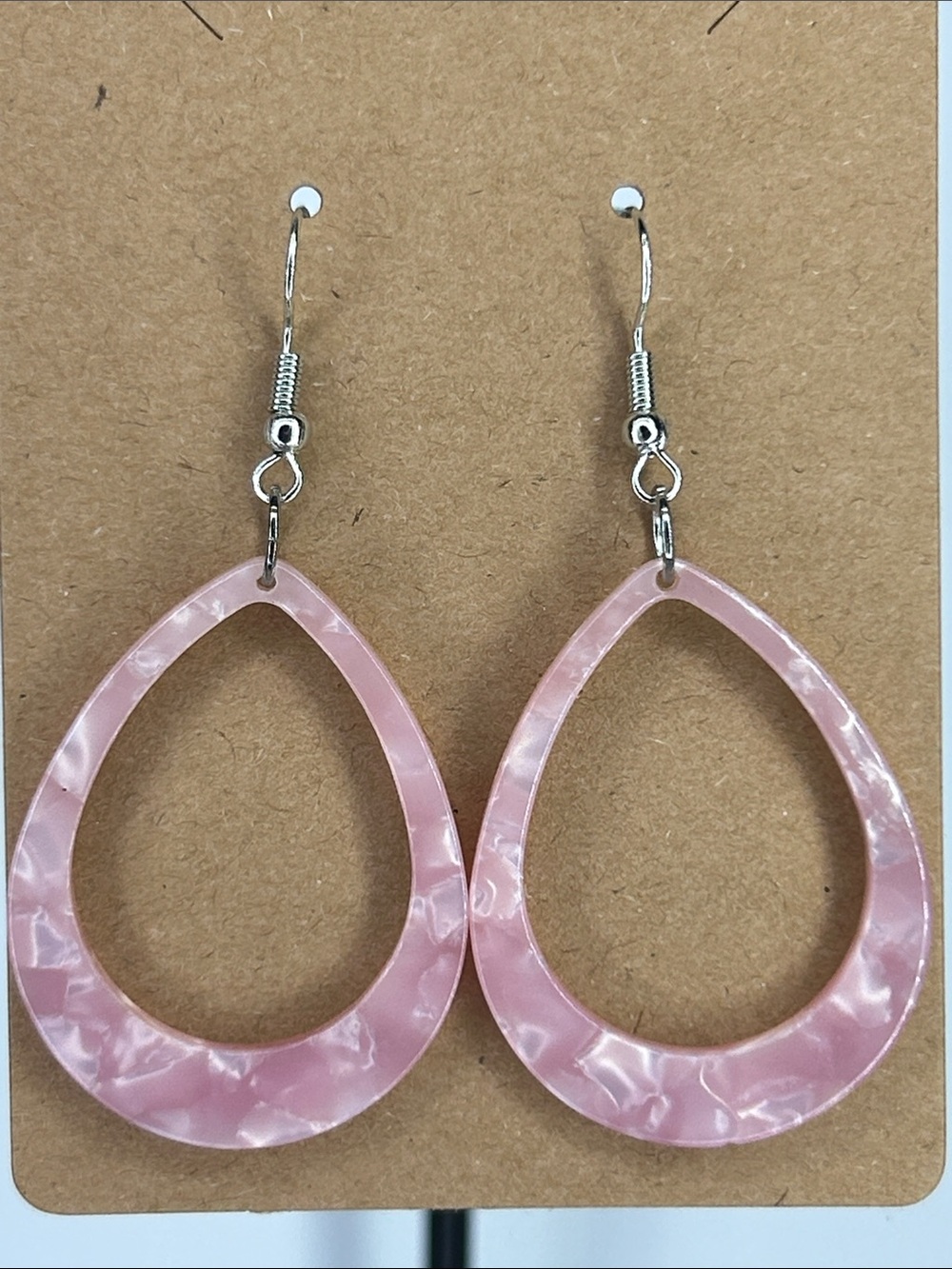 Pink Teardrop Resin Dangle Earrings - Women Fashion Jewelry